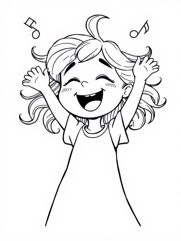 joyful girl singing happily