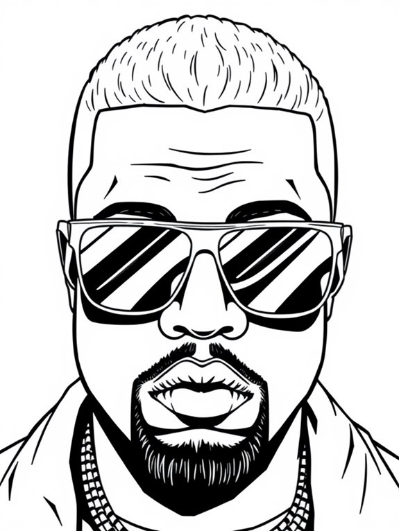 kanye west sunglasses coloring page