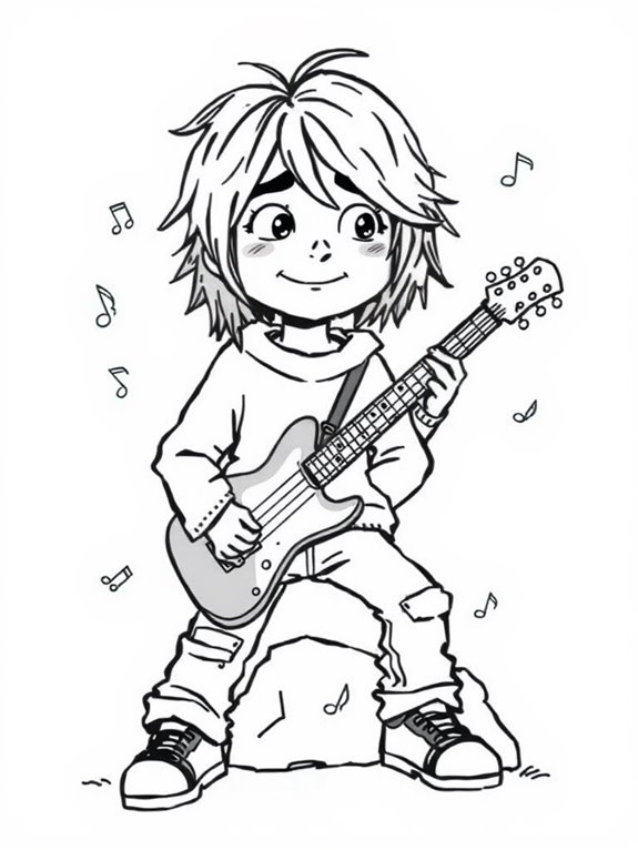 kurt cobain cartoon coloring page