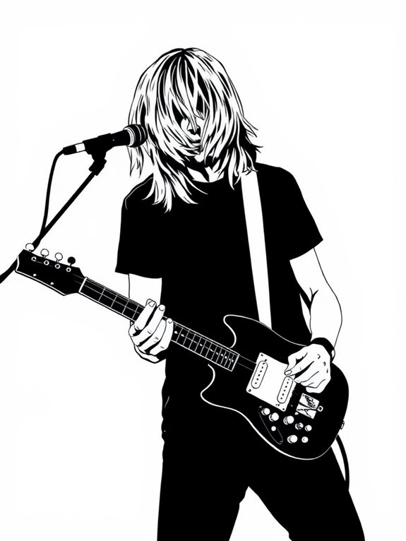 kurt cobain silhouette coloring page