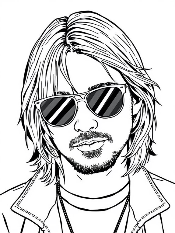 kurt cobain sunglasses coloring page