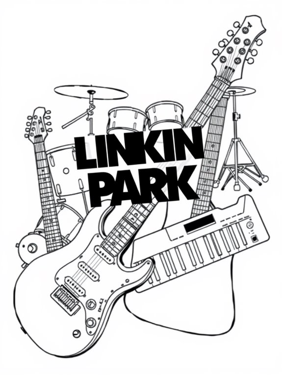 linkin park instrument coloring page