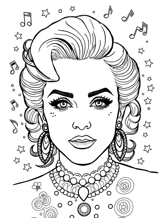 madonna themed coloring page