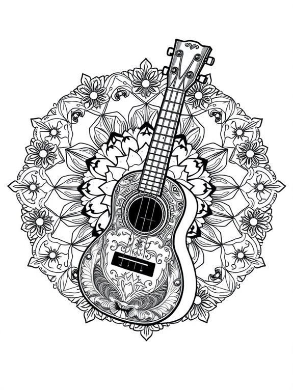 mandala themed ukulele design