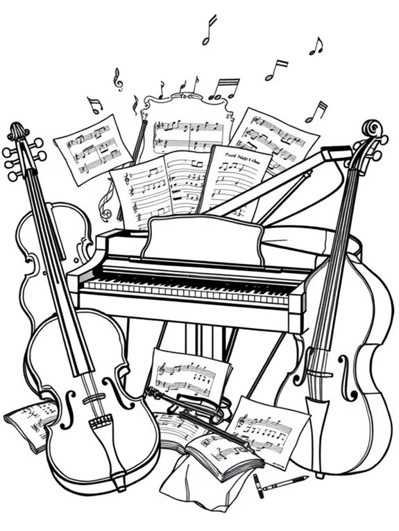 mendelssohn instruments coloring page