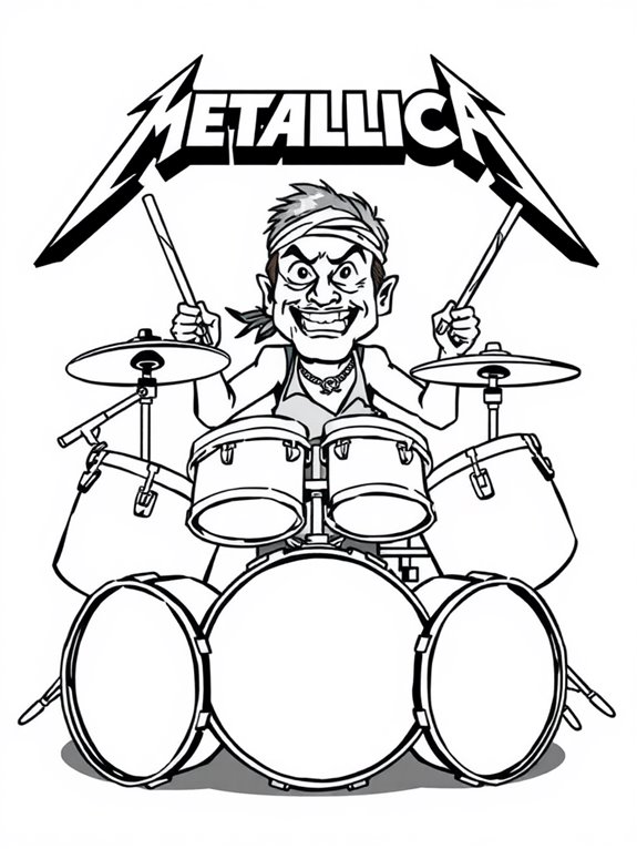 metallica drummer coloring page