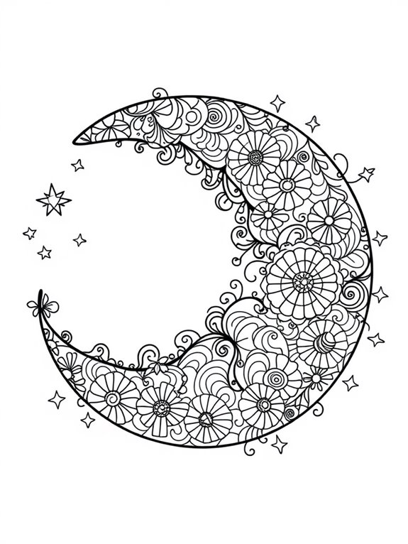 moon themed coloring page