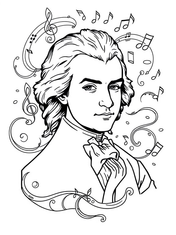 mozart coloring page design