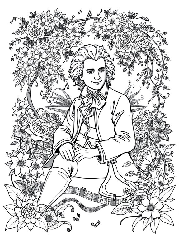 mozart coloring page garden