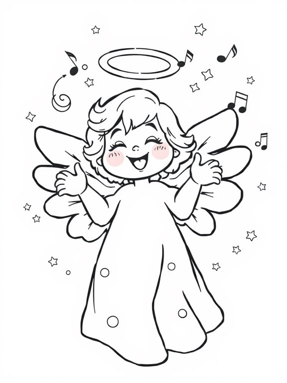 musical angel coloring page