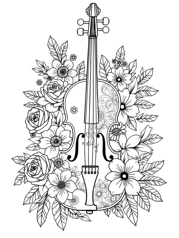 musical blooms coloring page