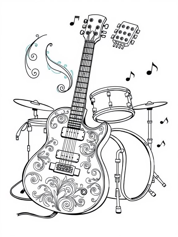 musical instruments coloring page