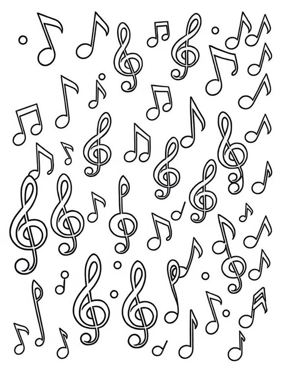 musical notes coloring activity