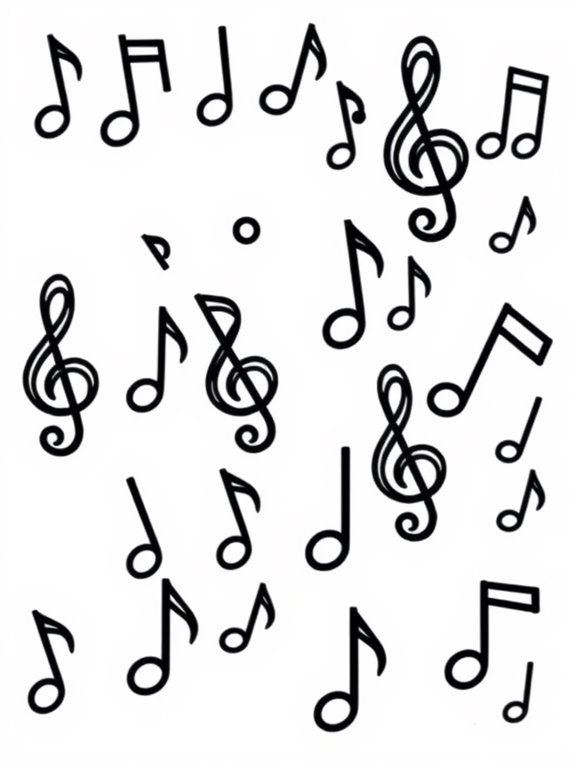 musical notes coloring page