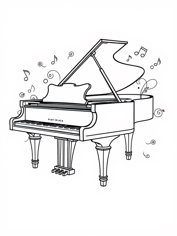 piano illustration for coloring