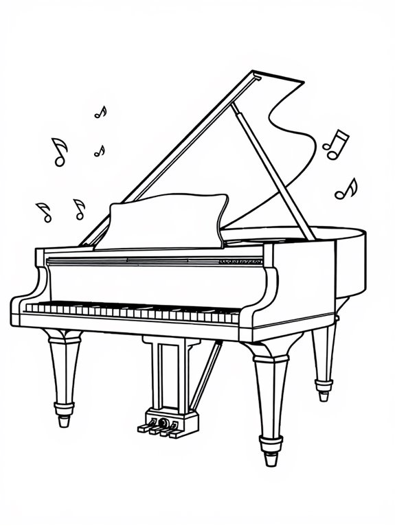 piano illustration for coloring