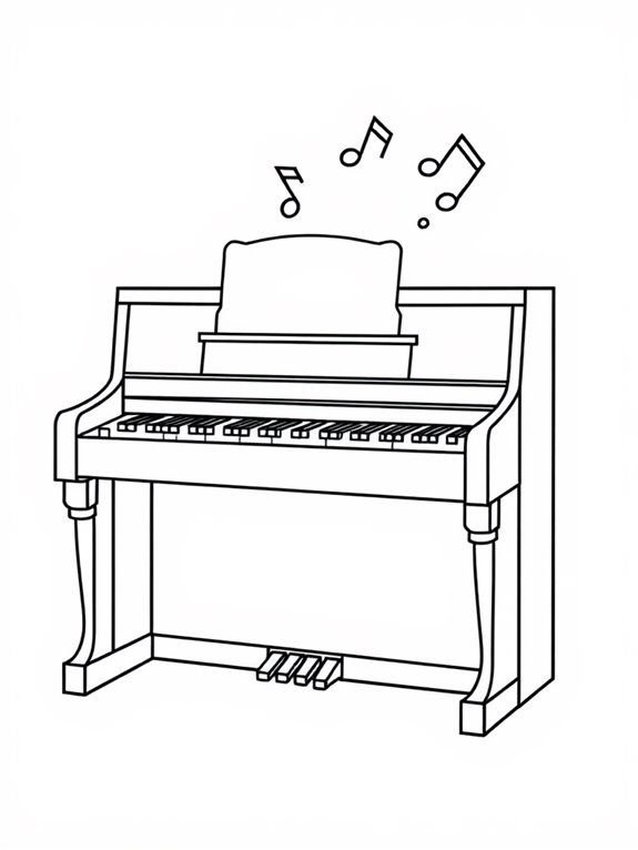 piano themed coloring activity