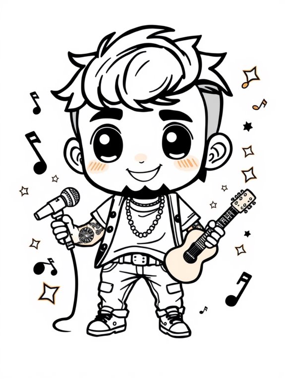 post malone chibi coloring page