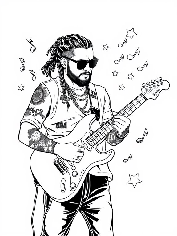 post malone guitar coloring page