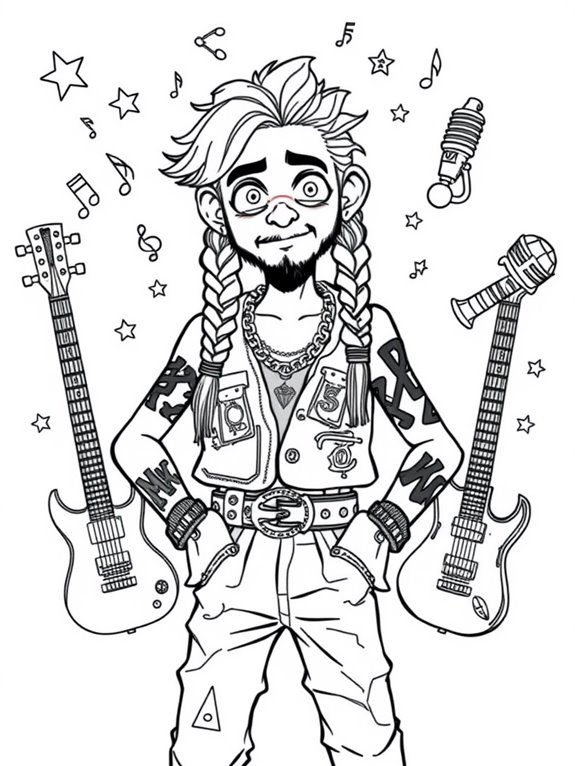 post malone themed coloring page