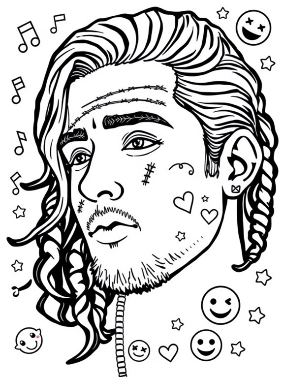 post malone themed coloring page