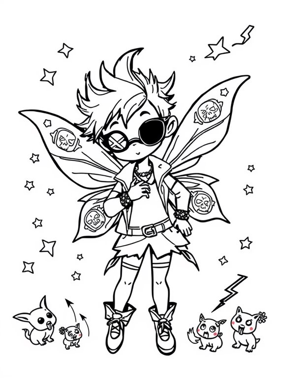 punk fairy coloring page