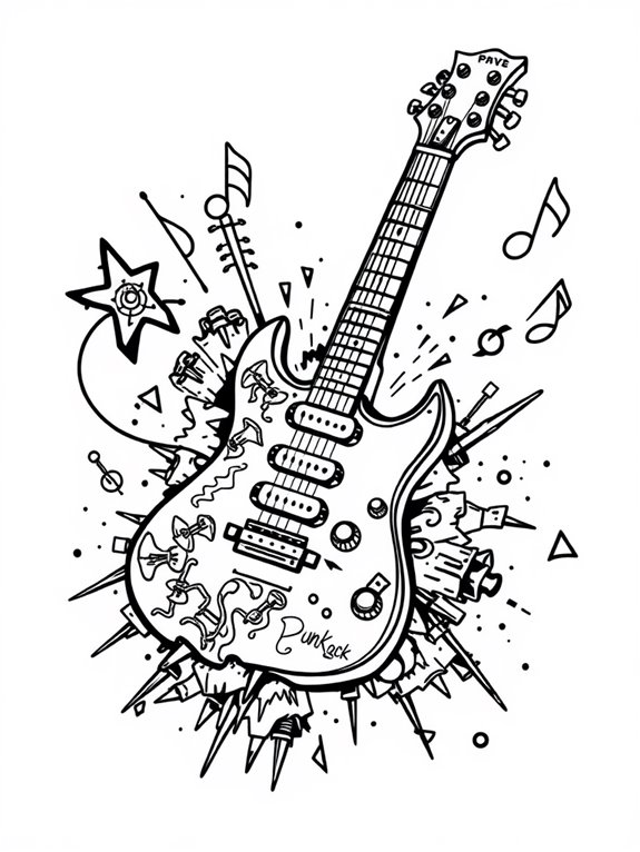 punk rock guitar illustration