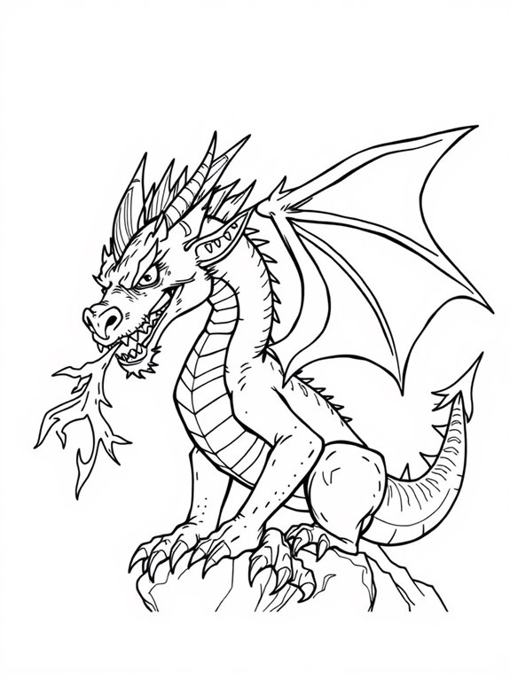 punk themed dragon coloring page