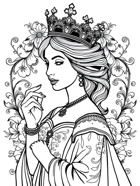 queen coloring page design