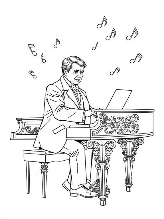 rachmaninoff piano coloring page