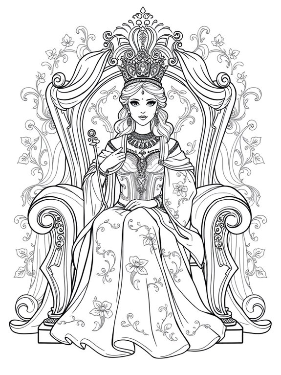 regal queen coloring page