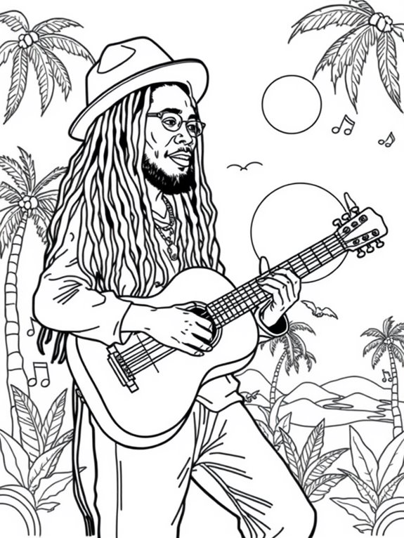 reggae musician coloring page