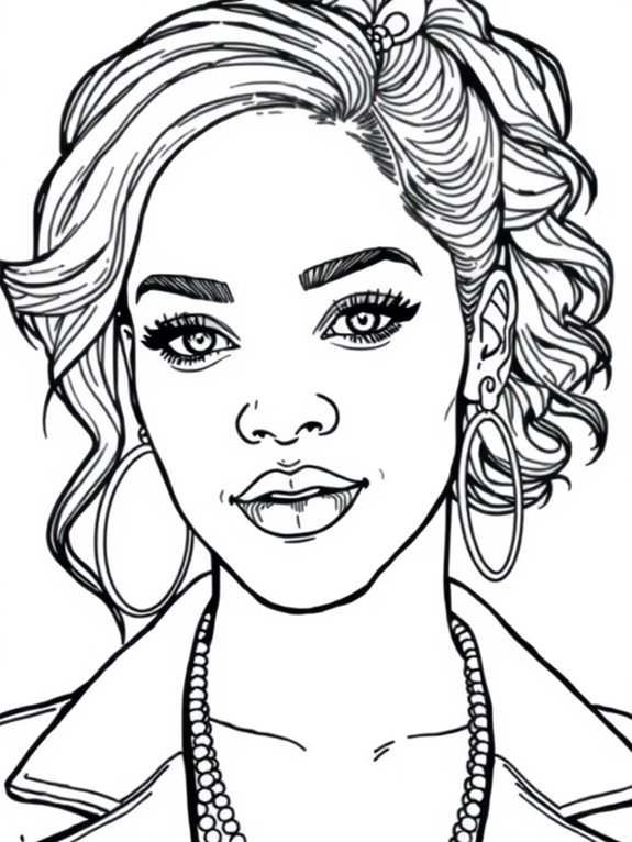 rihanna coloring page design