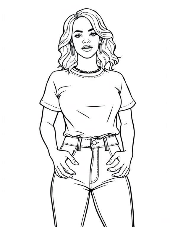 rihanna simple outfit coloring page