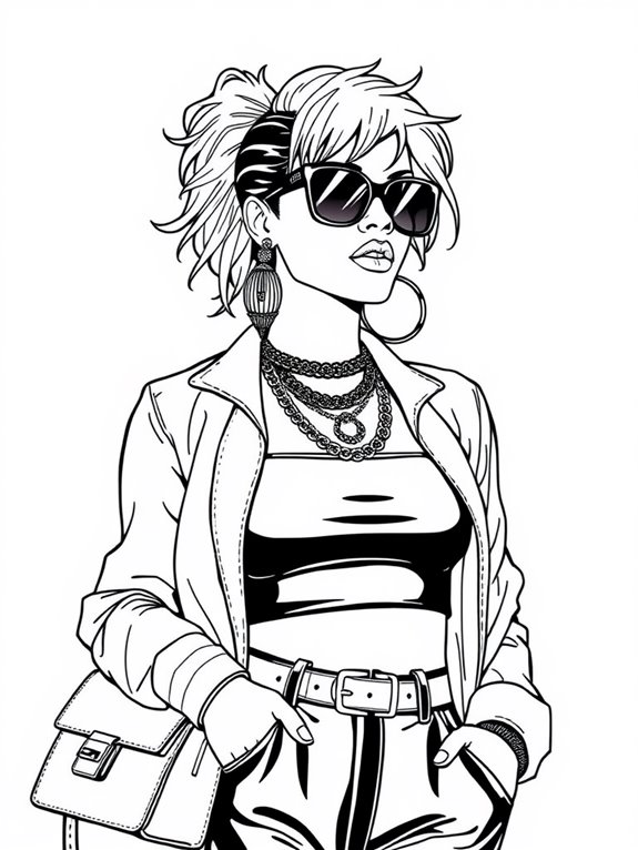 rihanna themed coloring page