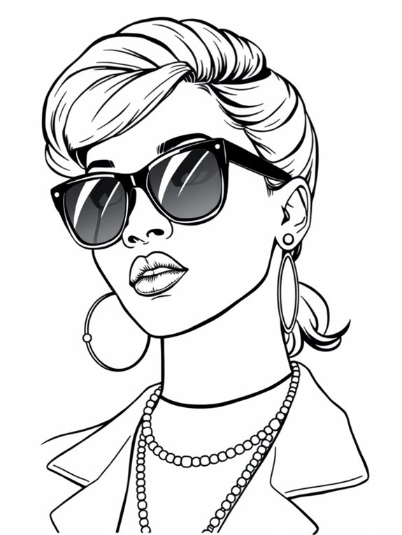 rihanna wearing sunglasses illustration