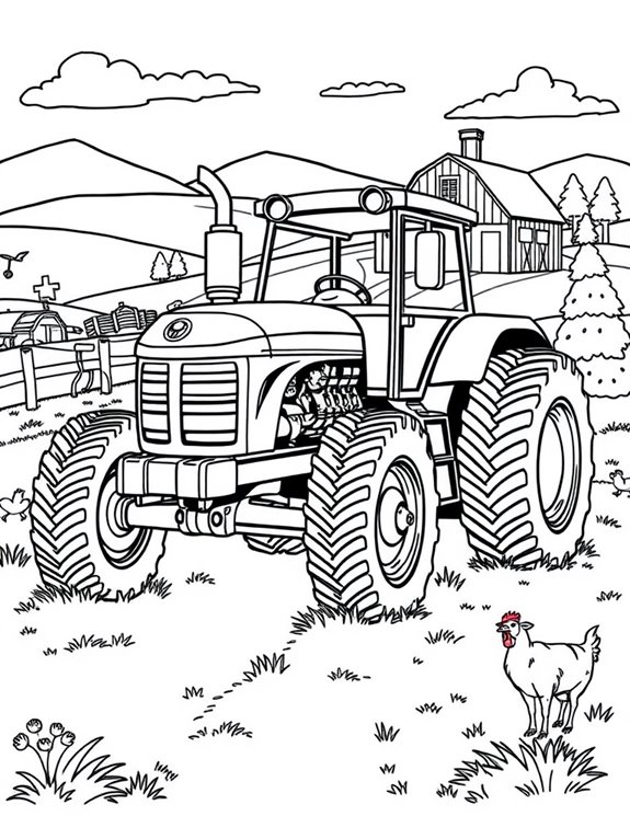 rustic tractor coloring page