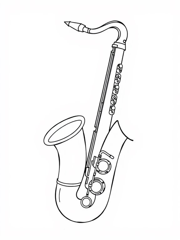 saxophone coloring activity page