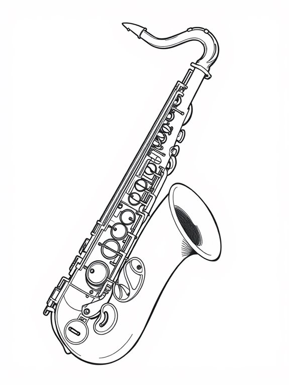 saxophone coloring page design