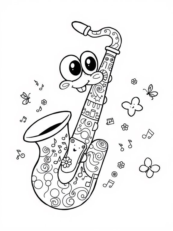 saxophone coloring page design