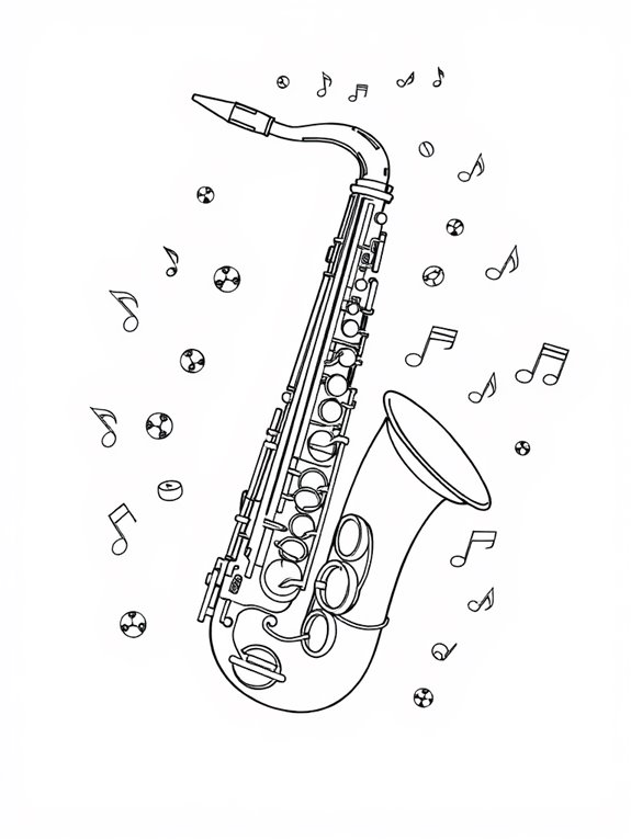 saxophone illustration for coloring