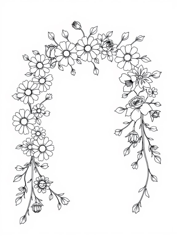 schubert flower garland coloring page