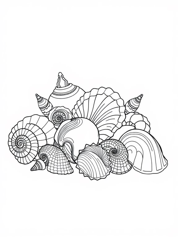 seashell coloring activity page