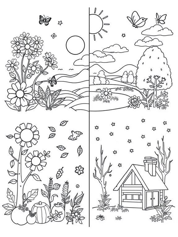 seasonal line art illustration