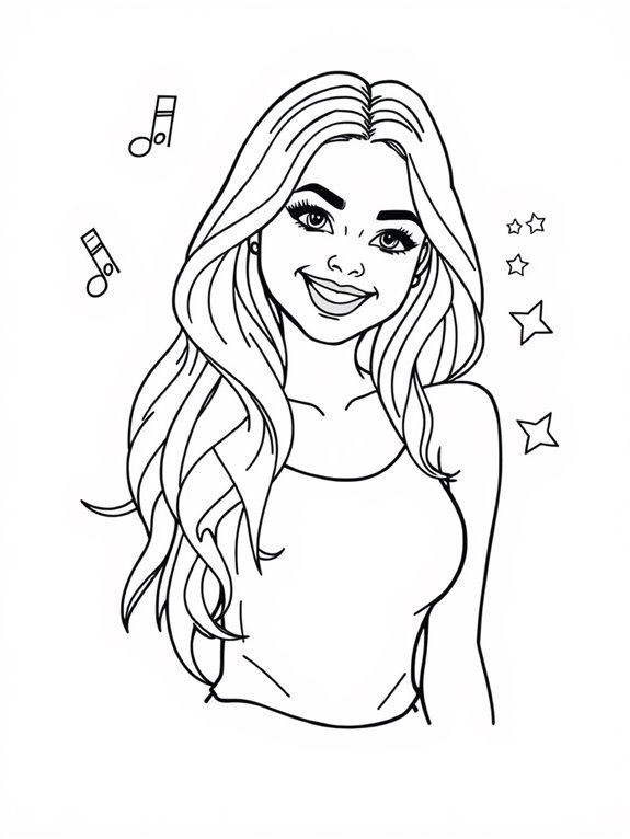 selena gomez coloring page