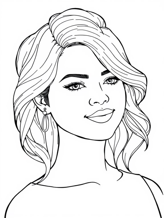 selena gomez coloring page