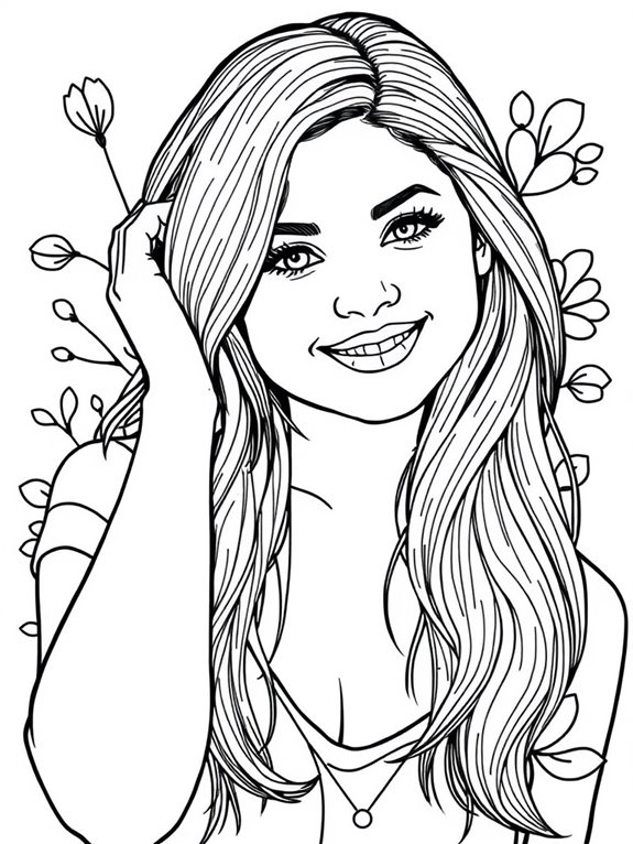 selena gomez coloring page