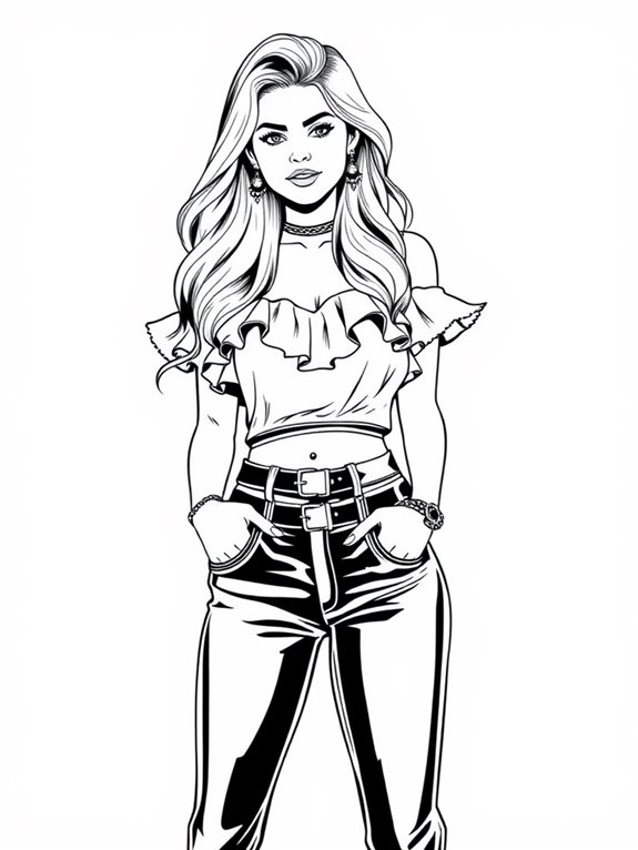 selena gomez fashion coloring page