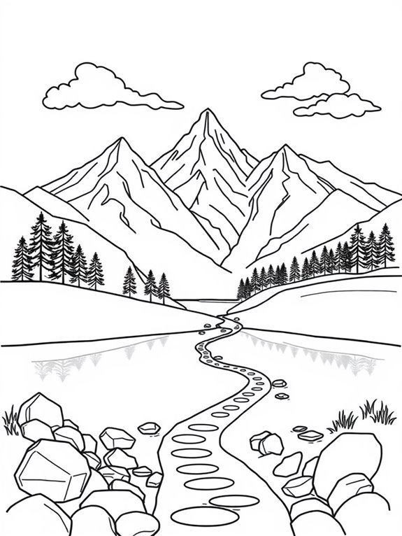 serene mountain landscape illustration