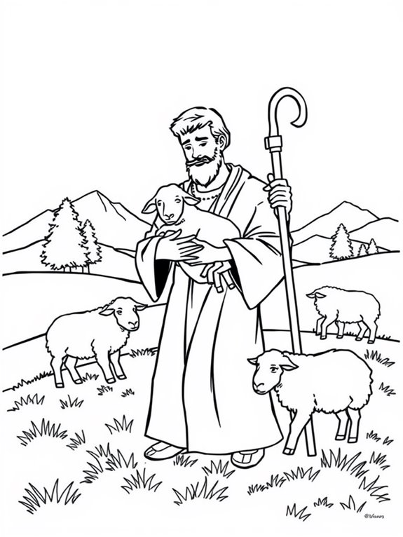 shepherd guiding colorful sheep